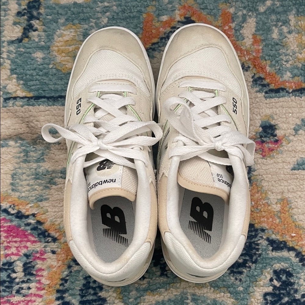 New Balance 550 Cream and White Sneakers